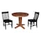 International Concepts 36 in. Solid Wood Round Extension Dining Table with 2 Chairs in Distressed Oak/Black K42-36RXT-23-C46-612 - alternate 1